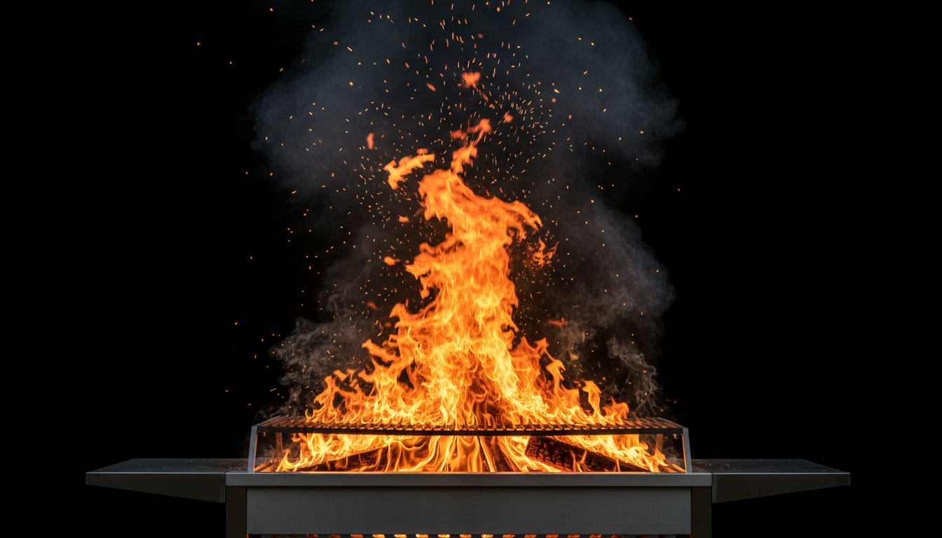 Brasas y fuego ardiendo