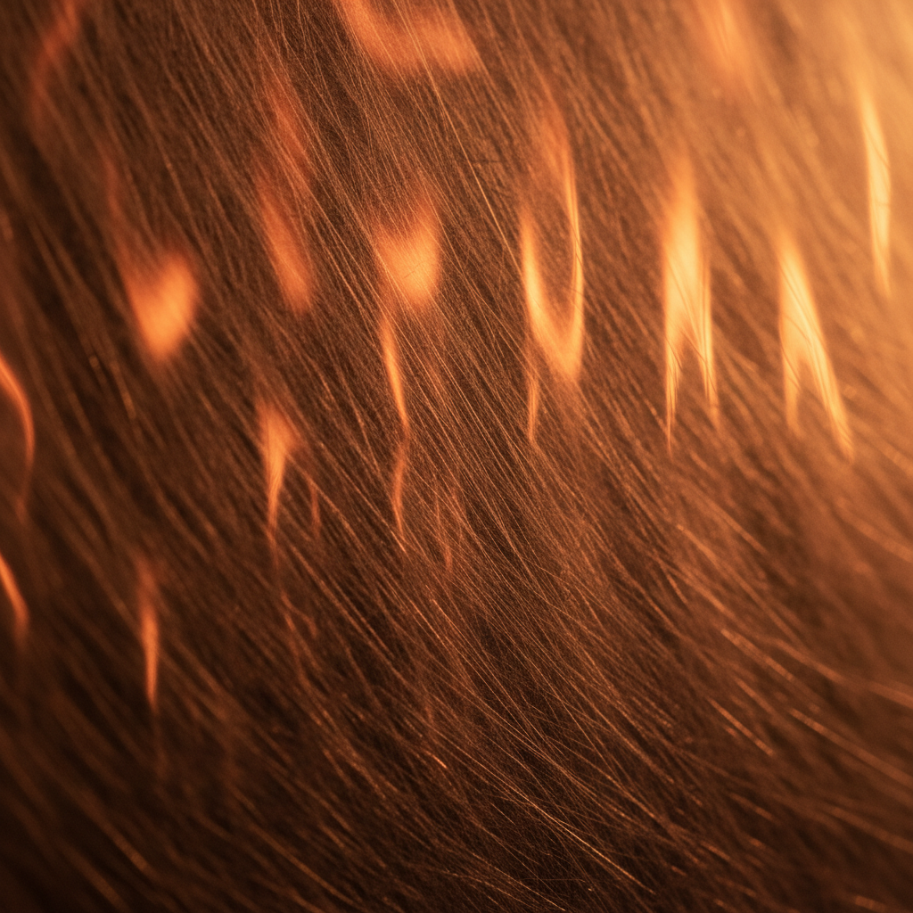Textura de acero inoxidable cepillado con reflejos de fuego